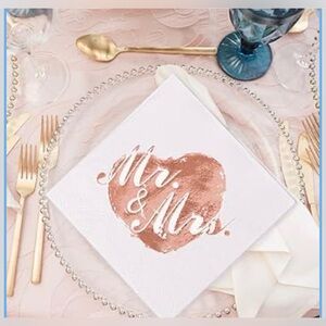 NEW 5x5 Inch Napkin Pack - 100 Disposable Wedding or Dessert 3 Ply Rose Gold